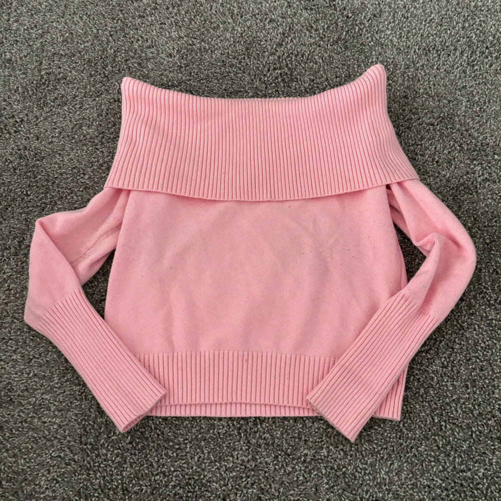 Pink Knit Off the Shoulder Sweater